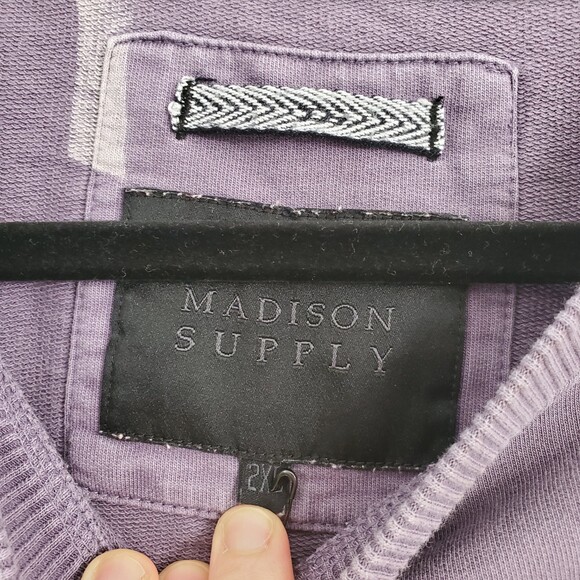 2XL Saks Fifth Avenue Madison Supply Purple Crewneck Utility Sweater Shirt Men - Picture 4 of 12